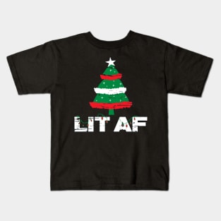 lit af christmas tree Kids T-Shirt